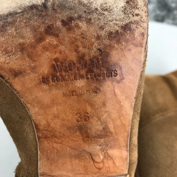 Woman by Common Projects Women's EU 36 (US 6) Brown Leather Side Zip Ankle Boots - Picture 12 of 14